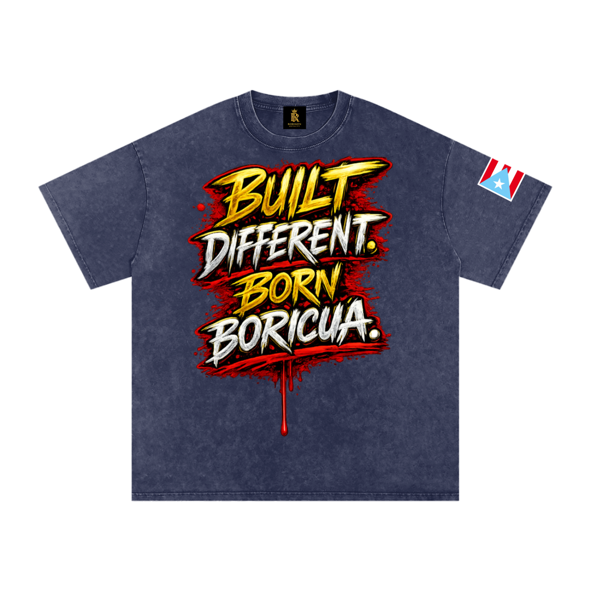 León de Borikén - Built Different (Heritage Wash Tee)