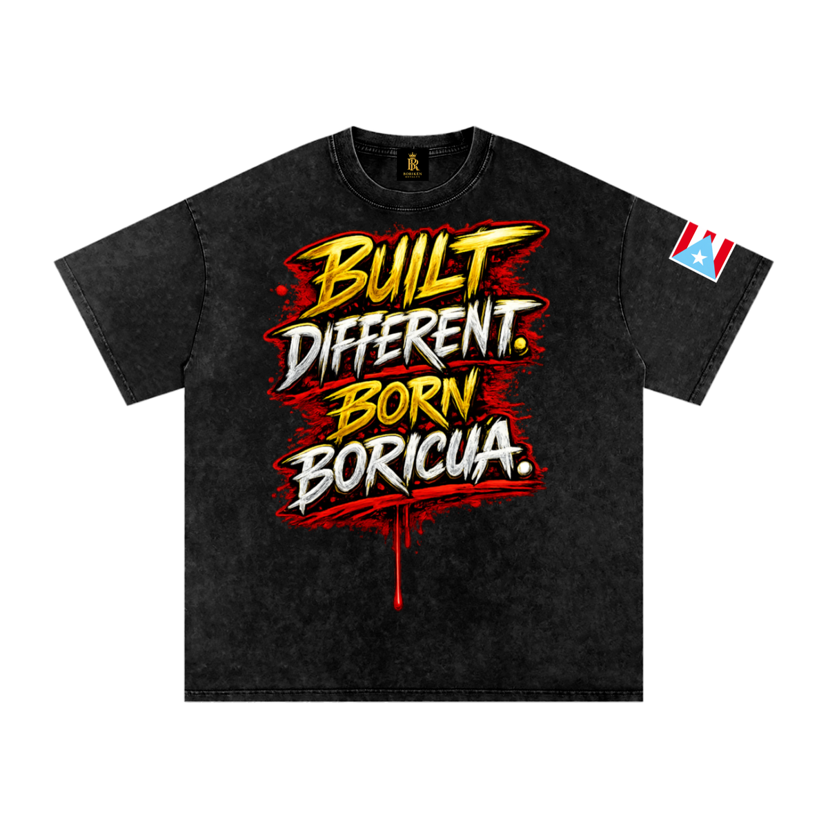 León de Borikén - Built Different (Heritage Wash Tee)