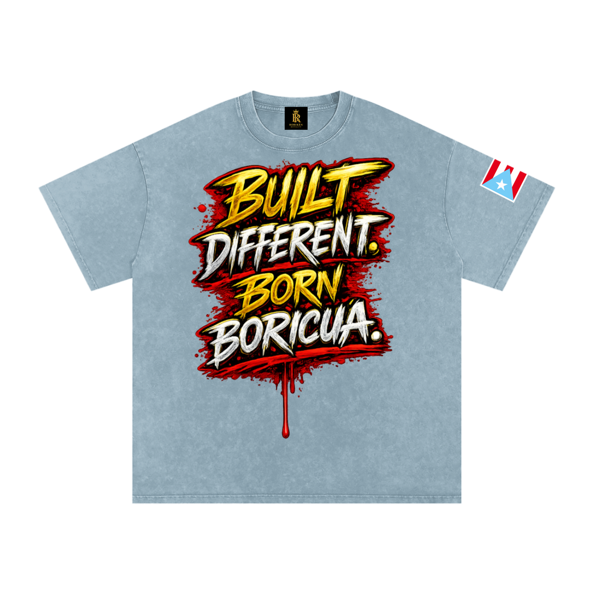 León de Borikén - Built Different (Heritage Wash Tee)